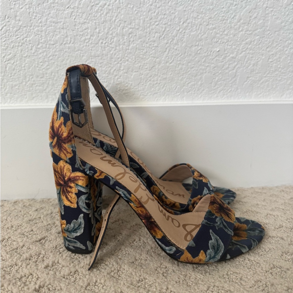 Sam Edelman Women's Floral Heels - Blue and Tan